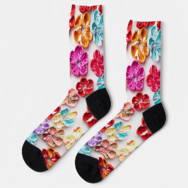 Blume mit Handnähte, Multicolor Socken
