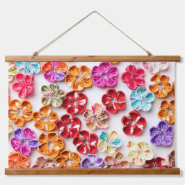 Blume mit Handnähte, Multicolor Wandteppich Mit Holzrahmen