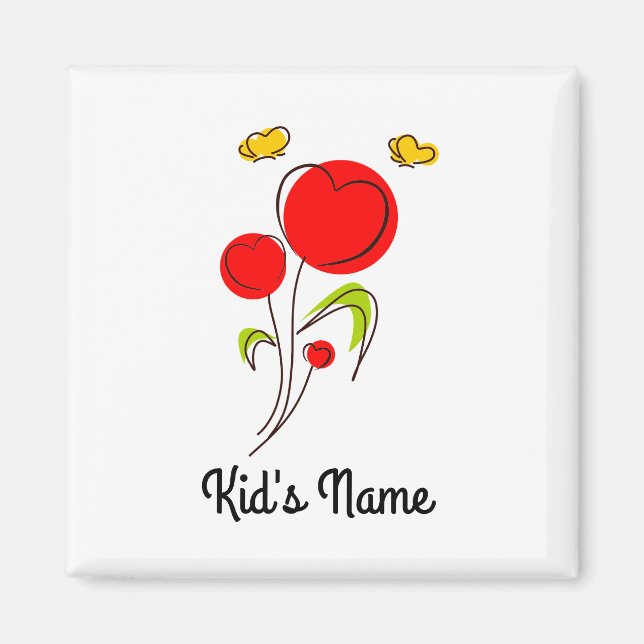 Blume mit Herz Magnet (Vorne)
