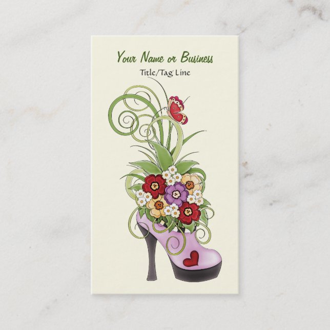 Blume mit High Heel Shoe Business oder Personal Ca Visitenkarte (Vorderseite)