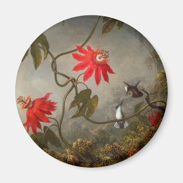 Blume mit Hummingbirds Heade Magnet (Vorne)