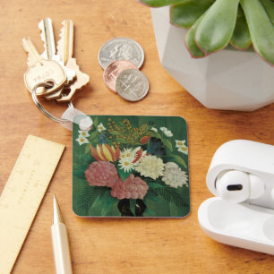 Blume mit Ivy von Henri Rousseau, Vintage Blüte Schlüsselanhänger