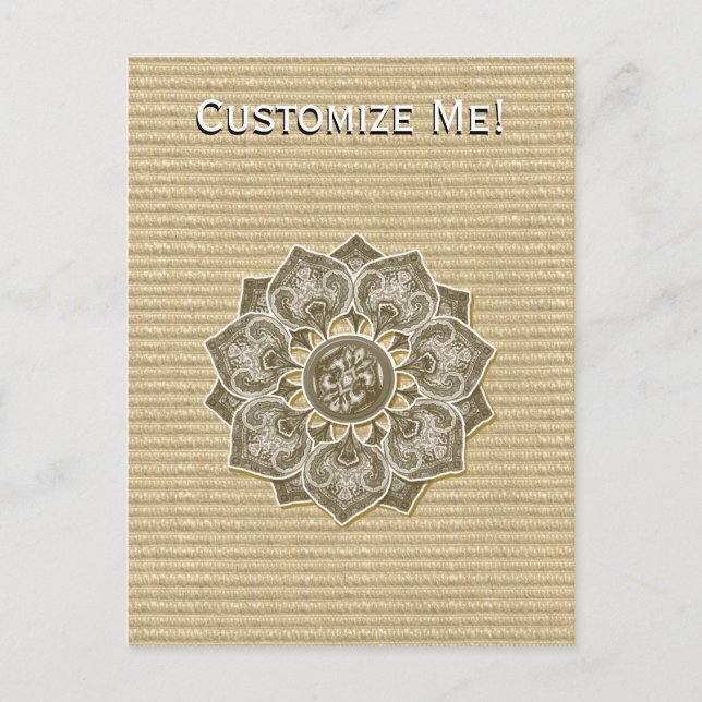 Blume mit Jacquard Material ANY FARBE Postkarte (Vorderseite)