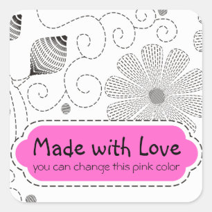 Blume mit kundenspezifischer Farbstickerei Quadratischer Aufkleber