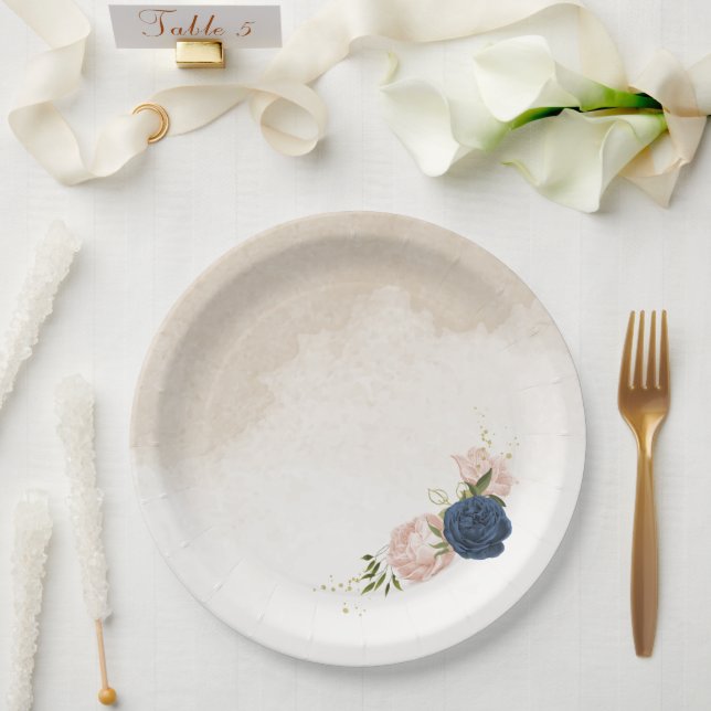 Blume mit Meerblick Grüne Blätter Hochzeit Pappteller (Hochzeit)