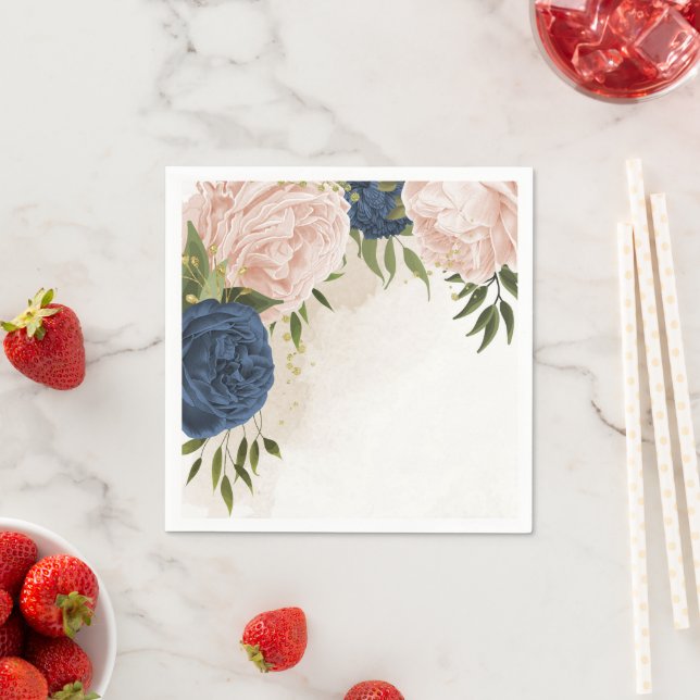Blume mit Meerblick Grüne Blätter Hochzeit Serviette (Beispiel)