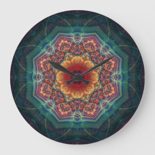 Blume mit mehrfarbigem Kaleidoskop, nahtloses Must Große Wanduhr