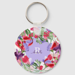 Blume mit Monogramm Schlüsselanhänger