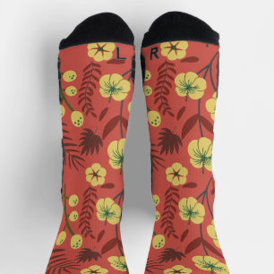 Blume mit nahtlosem Blumenmuster Gelb und Rot Socken