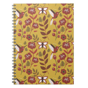 Blume mit nahtlosem Blumenmuster, Schmetterling, r Notizblock