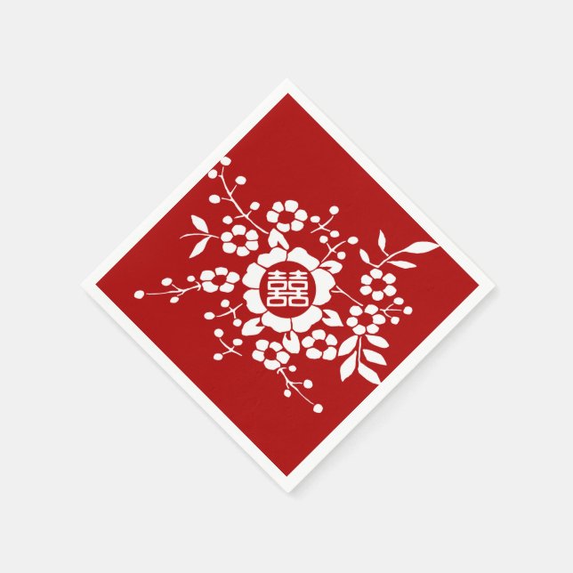 Blume mit Papierschnitt ・ Doppeltes Glück Serviette (Ecke)
