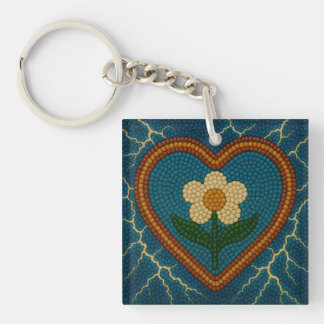 Blume mit Perlen und Donner Schlüsselanhänger
