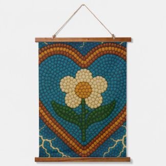 Blume mit Perlen und Donner Wandteppich Mit Holzrahmen
