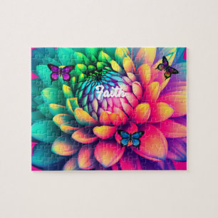Blume mit personalisiertem Namen Puzzle