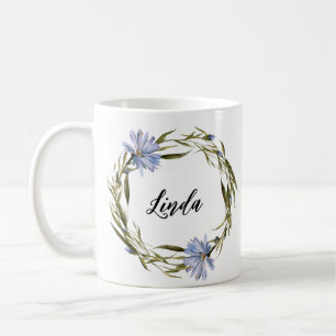 Blume mit personalisiertem Namen Wasserfarbe Kaffeetasse