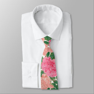 Blume mit Pink & Light Peach Rose mit grünen Blätt Krawatte