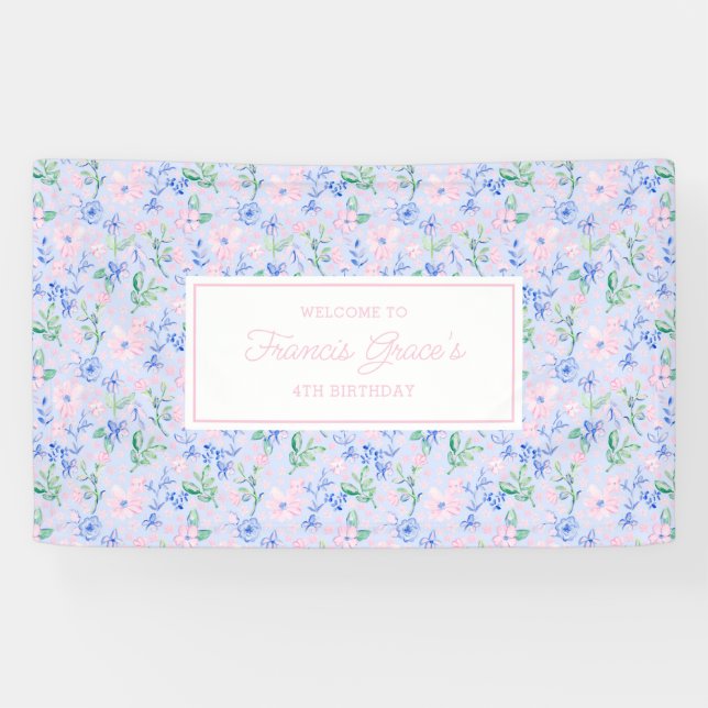 Blume mit Preppy-Wasserfarbe bearbeiten Banner (Horizontal)
