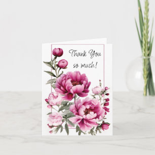 Blume mit Rahmen in Burgund und Rosa Dankeskarte