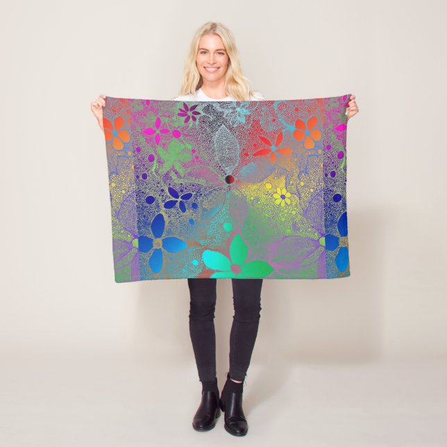 Blume mit Regenbogen Fleecedecke (Beispiel)