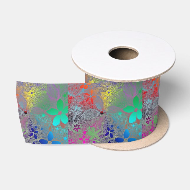 Blume mit Regenbogen Satinband (Spule)
