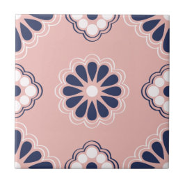 Blume mit rosa, blau und weiß, geometrisch fliese