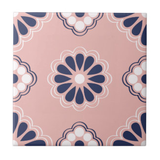 Blume mit rosa, blau und weiß, geometrisch fliese