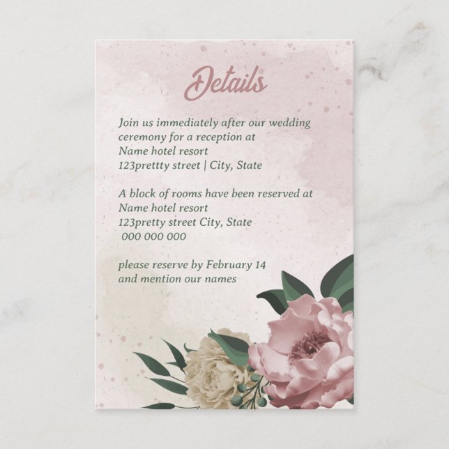 Blume mit rosa Champagner Begleitkarte (Vorderseite)