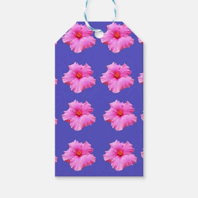 Blume mit rosa Hibiskus Lila, Geschenkanhänger (Vorderseite)