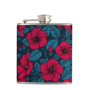 Blume mit rotem Hibiskus Flachmann