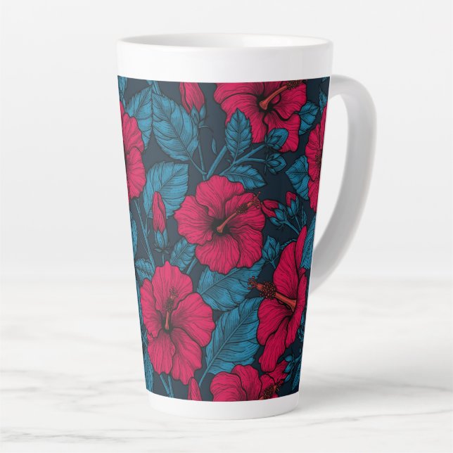 Blume mit rotem Hibiskus Milchtasse (Rechte Ecke)