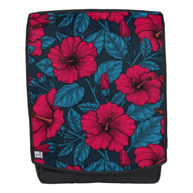 Blume mit rotem Hibiskus Rucksack (Vorderseite)