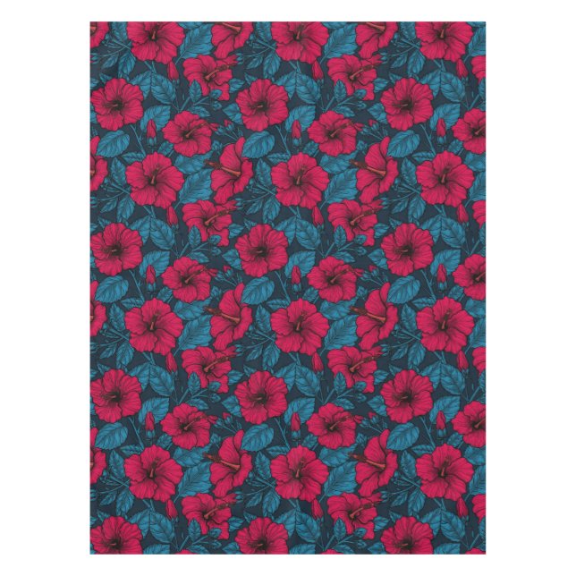 Blume mit rotem Hibiskus Tischdecke (Vorderseite)