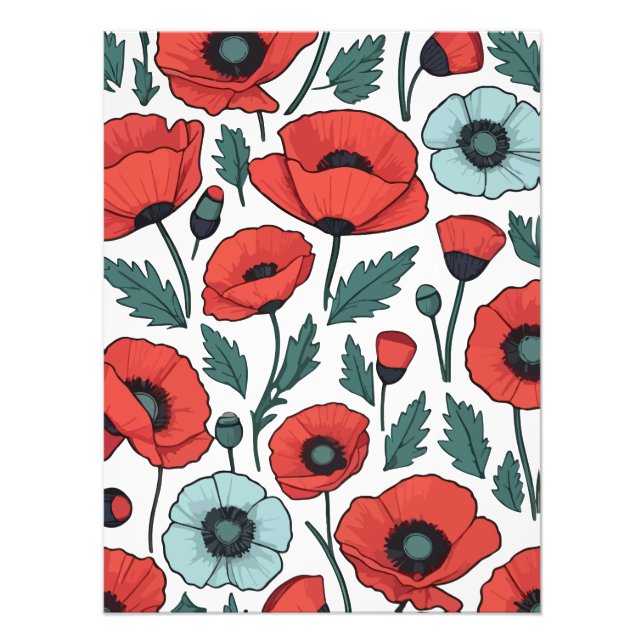 Blume mit rotem Mohnblumen Fotodruck (Vorne)