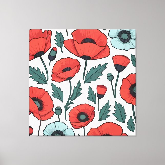 Blume mit rotem Mohnblumen Leinwanddruck (Vorderseite)