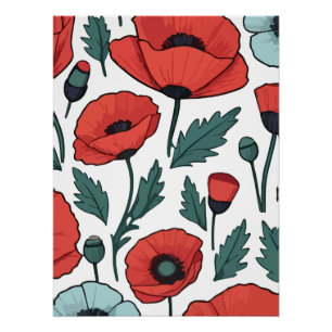 Blume mit rotem Mohnblumen Poster