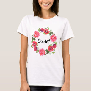 Blume mit roten und rosa Wasserfarben - Gestaltung T-Shirt