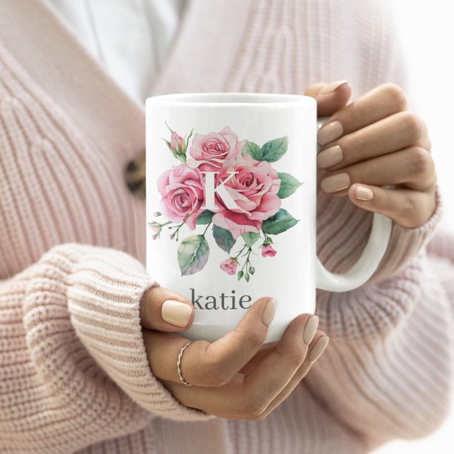 Blume mit Roter Robe mit einem eleganten Monogramm Kaffeetasse (Von Creator hochgeladen)