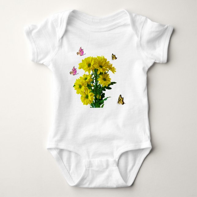 Blume mit Schmetterlingen Baby Strampler (Vorderseite)