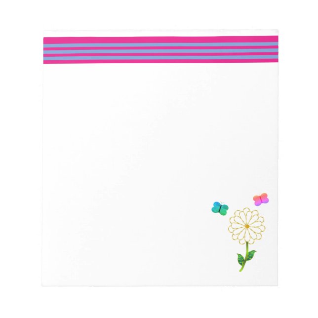 Blume mit Schmetterlingen Notizblock (Vorderseite)