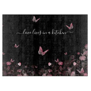 Blume mit Schmetterlingen  Schneidebrett