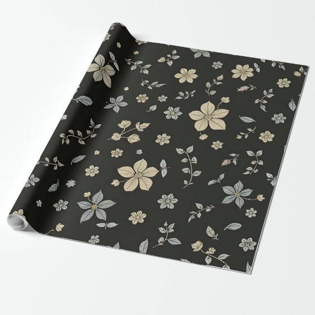 Blume mit schwarzem Hintergrund Geschenkpapier (Ungerollt)