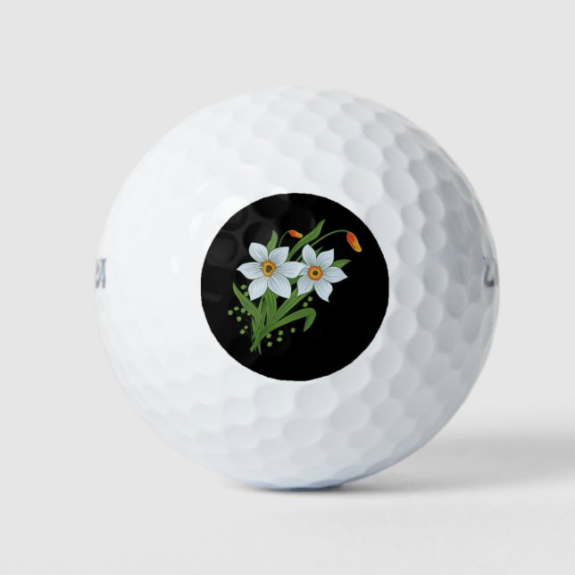 Blume mit schwarzem Hintergrund Golfball (Vorderseite)