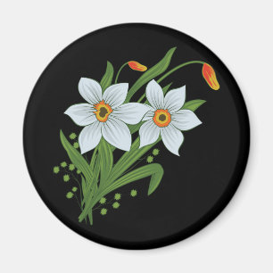 Blume mit schwarzem Hintergrund Magnet