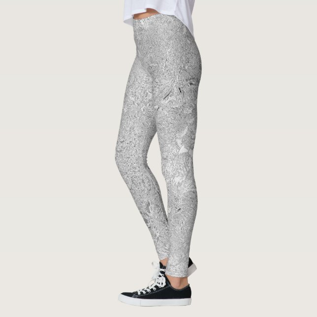 Blume mit silberem Hibiskus, Leggings (Links)