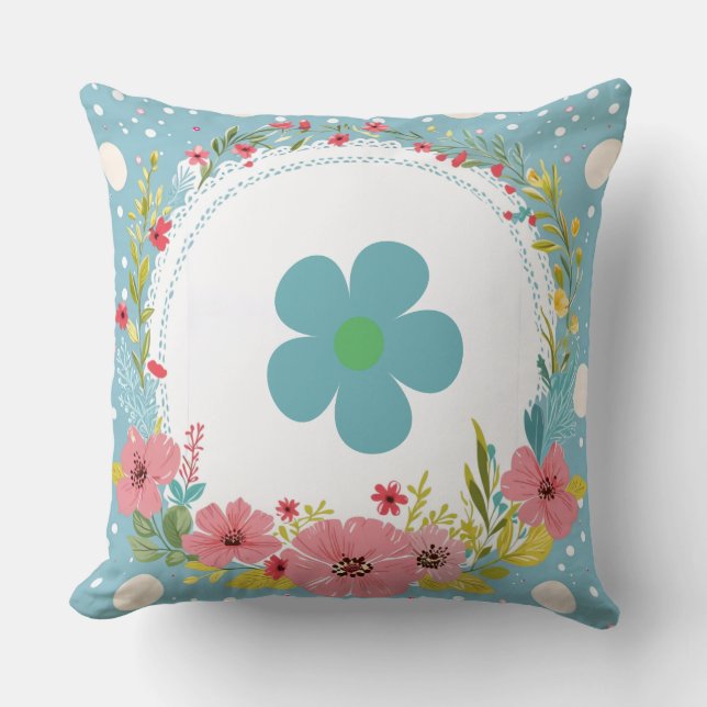 Blume mit Sky Color Throw Kissen (Vorderseite)