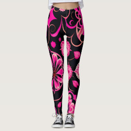 Blume mit surrealen Motiven Rosa Blumenmuster Leggings