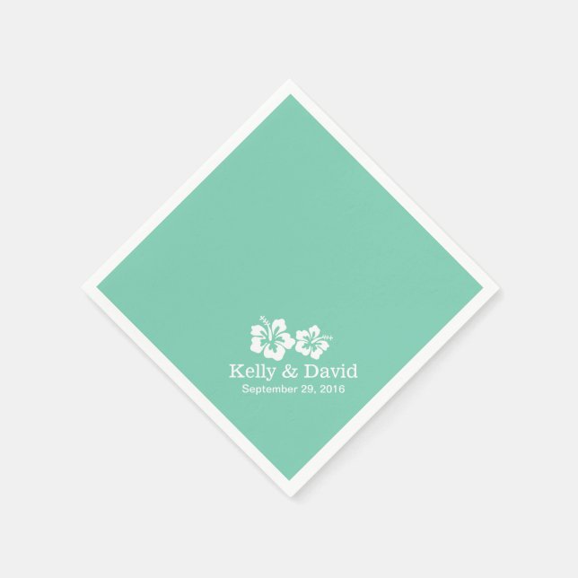 Blume mit tropischem Minzgrün-Hibiskus Serviette (Ecke)