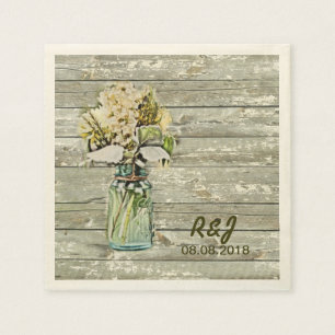 Blume mit Vintagem Western, die auf einer Hochzeit Serviette