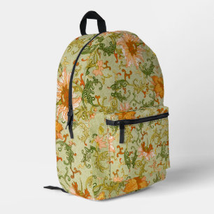 Blume mit Vintagen chinesischen Zierschriften Bedruckter Rucksack