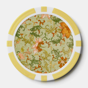 Blume mit Vintagen chinesischen Zierschriften Pokerchips